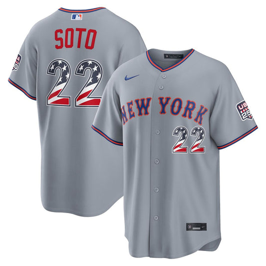 New York Mets Juan Soto Nike USA 250 Fourth of July Road Stadium Jersey - Gray Team Jersey Sports Fan Apparel