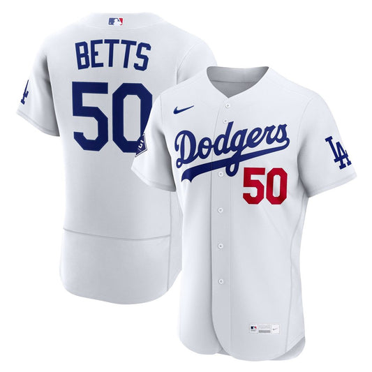 Los Angeles Dodgers Mookie Betts Nike Home Authentic Sponsor Patch Jersey - White Team Jersey Sports Fan Apparel