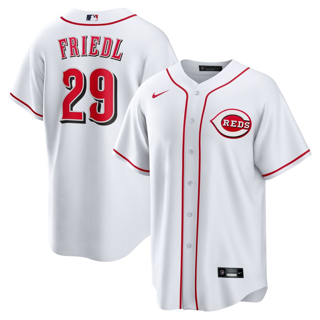 Cincinnati Reds TJ Friedl Nike Home Replica Jersey - White Team Jersey Sports Fan Apparel