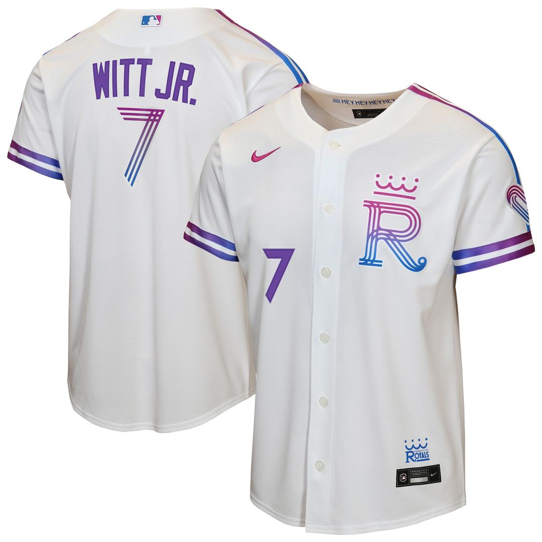 Kansas City Royals Bobby Witt Jr. Nike Youth 2026 City Connect Stadium Jersey - White Team Jersey Sports Fan Apparel