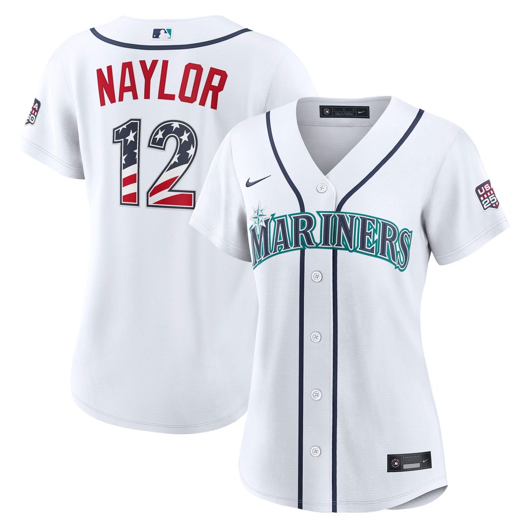 Seattle Mariners Josh Naylor Nike Women's USA 250 Fourth of July Home Stadium Jersey - White Team Jersey Sports Fan Apparel