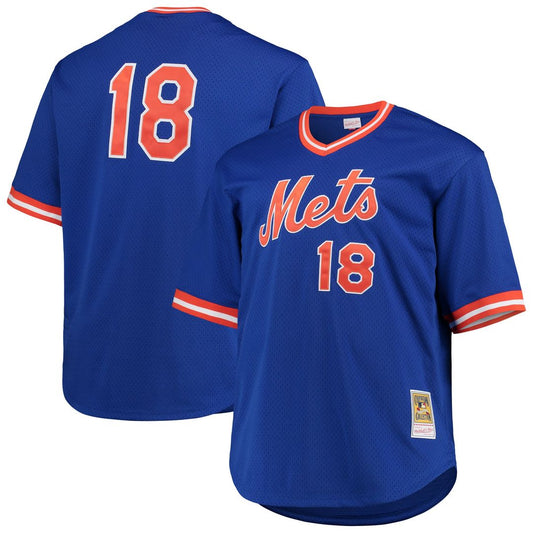 New York Mets Darryl Strawberry Mitchell & Ness Big & Tall Cooperstown Mesh Batting Practice Jersey - Royal Team Jersey Sports Fan Apparel