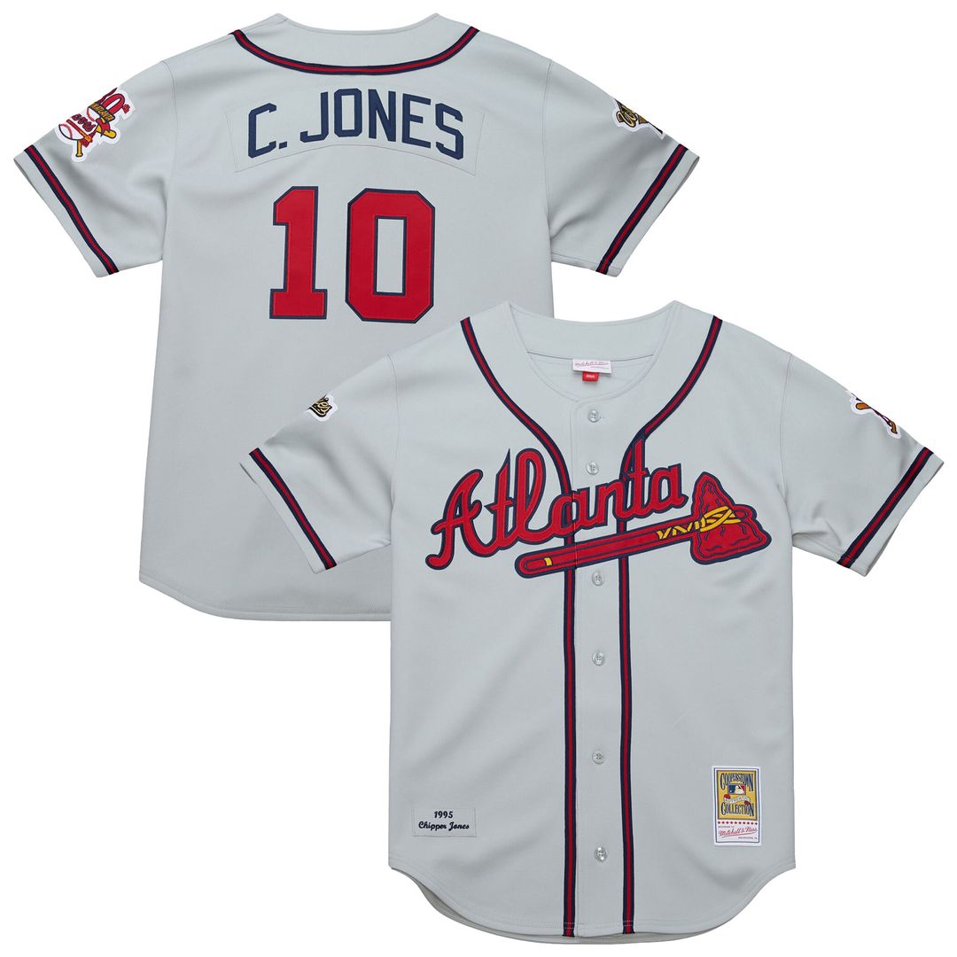 Atlanta Braves Chipper Jones Mitchell & Ness 1995 Throwback Authentic Jersey - Gray Team Jersey Sports Fan Apparel