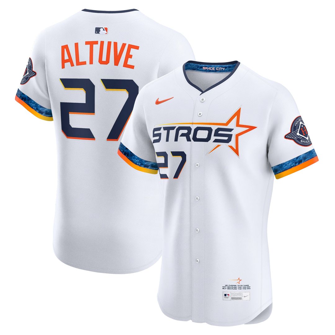 Houston Astros Jose Altuve Nike 2025 City Connect Elite Player Jersey - White Team Jersey Sports Fan Apparel