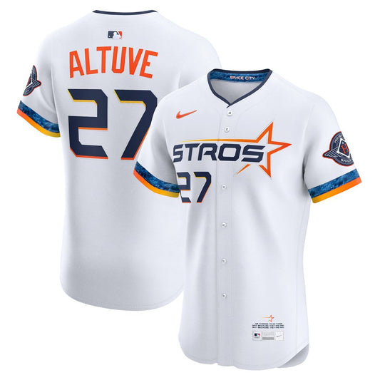 Houston Astros Jose Altuve Nike 2025 City Connect Elite Player Jersey - White Team Jersey Sports Fan Apparel