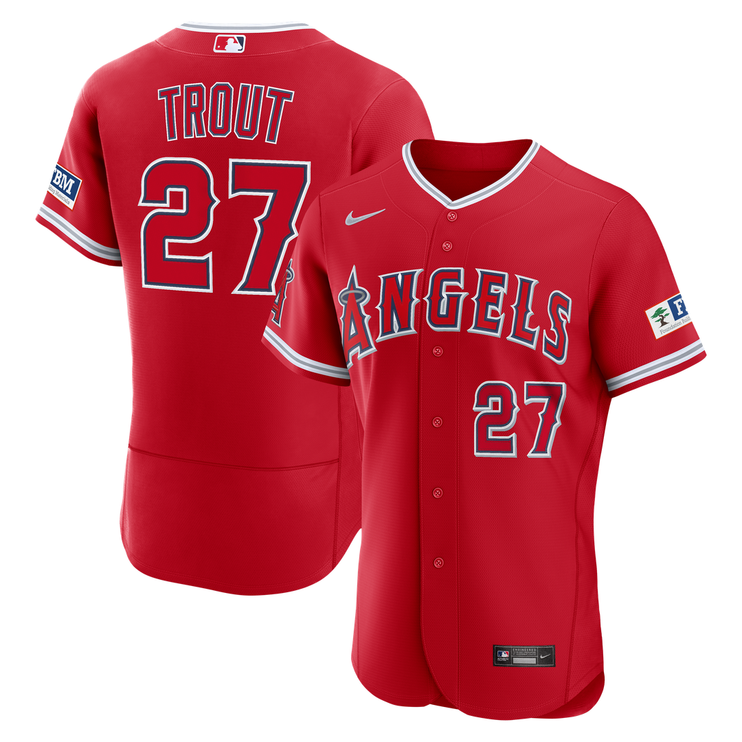 Los Angeles Angels Mike Trout Nike Alternate Authentic Sponsor Patch Jersey - Red Team Jersey Sports Fan Apparel