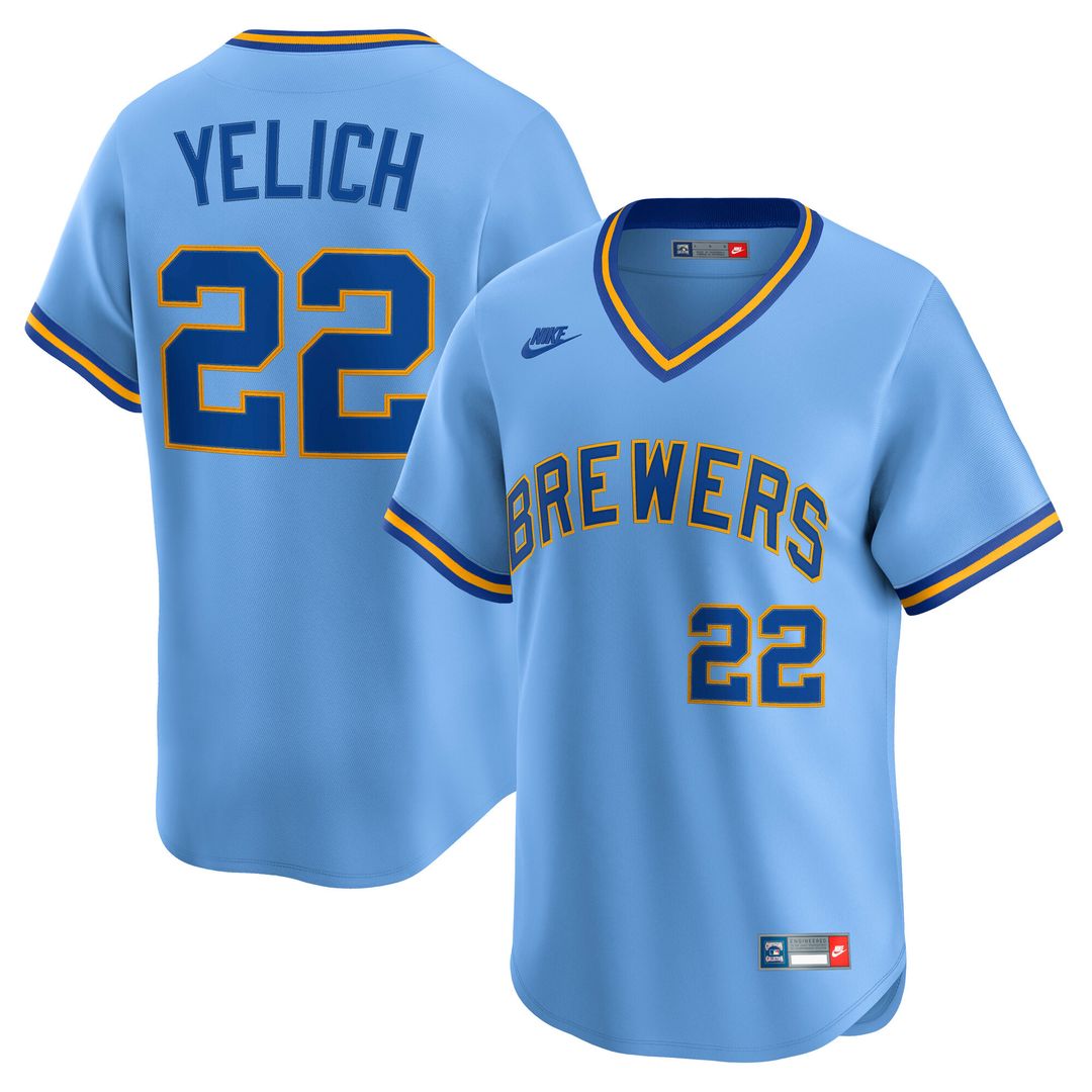 Milwaukee Brewers Christian Yelich Nike Cooperstown Limited Jersey - Powder Blue Team Jersey Sports Fan Apparel