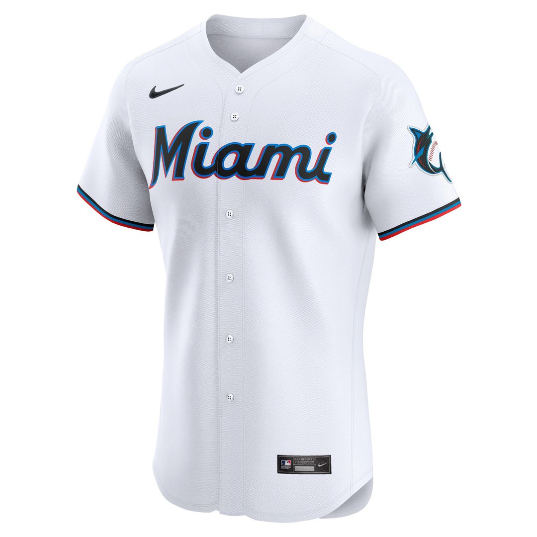 Miami Marlins Eury Perez Nike Home Elite Player Jersey - White Team Jersey Sports Fan Apparel