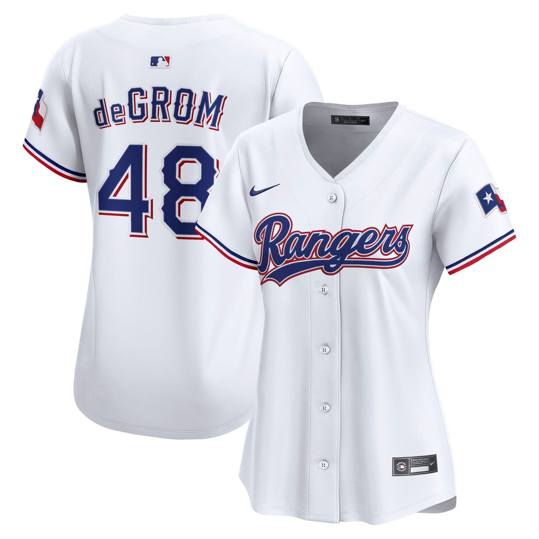 Texas Rangers Jacob deGrom Nike Women's Home Limited Player Jersey - White Team Jersey Sports Fan Apparel