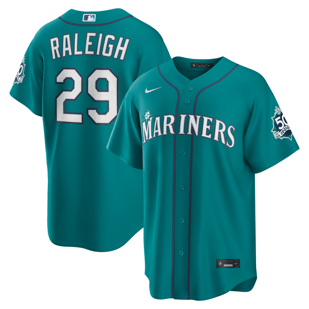 Seattle Mariners Cal Raleigh Nike Alternate 50th Season Patch Stadium Jersey - Teal Team Jersey Sports Fan Apparel
