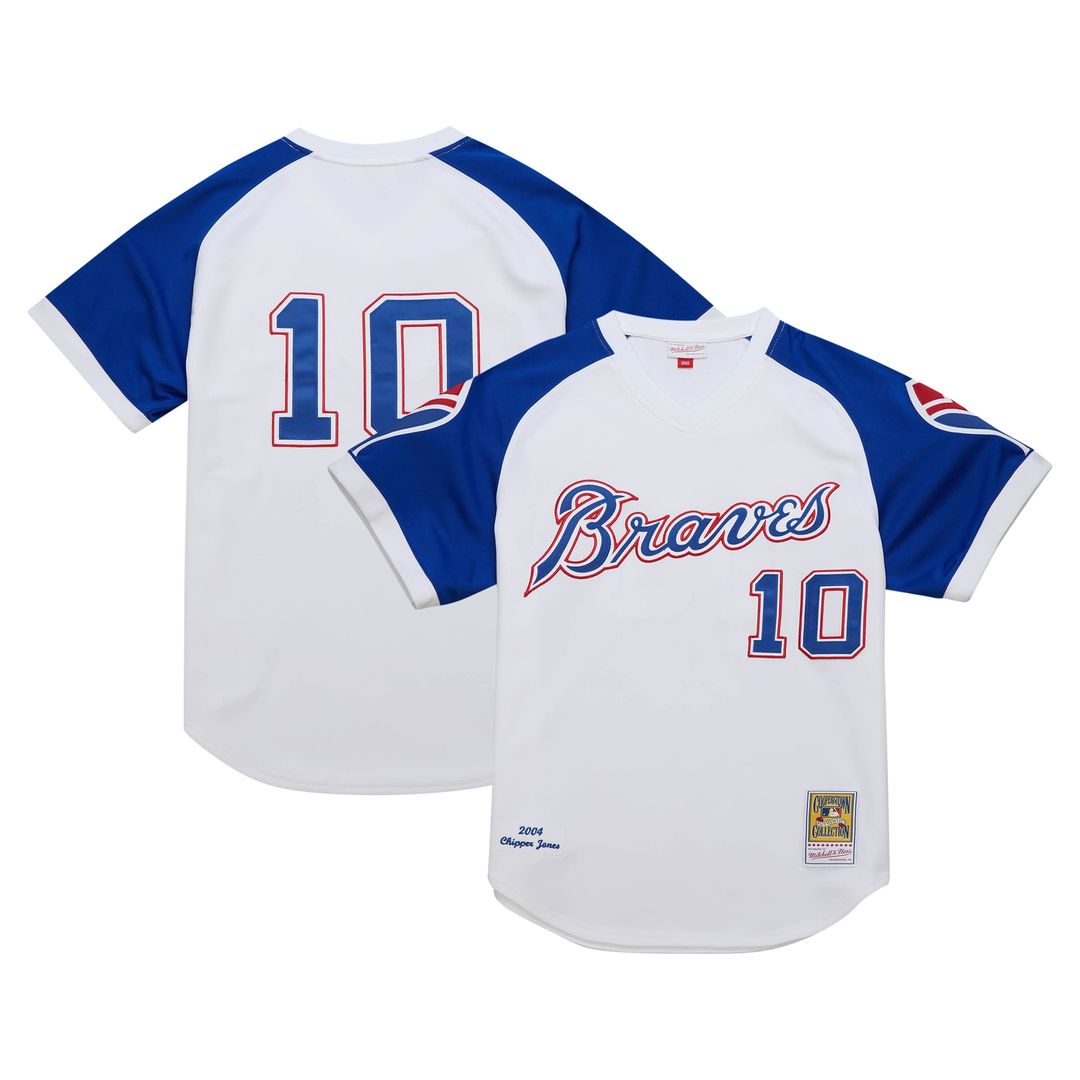 Atlanta Braves Chipper Jones Mitchell & Ness 2004 Cooperstown Authentic Throwback Jersey - White Team Jersey Sports Fan Apparel