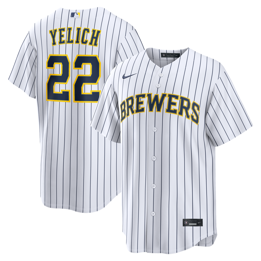 Milwaukee Brewers Christian Yelich Nike Alternate Replica Jersey - White Team Jersey Sports Fan Apparel