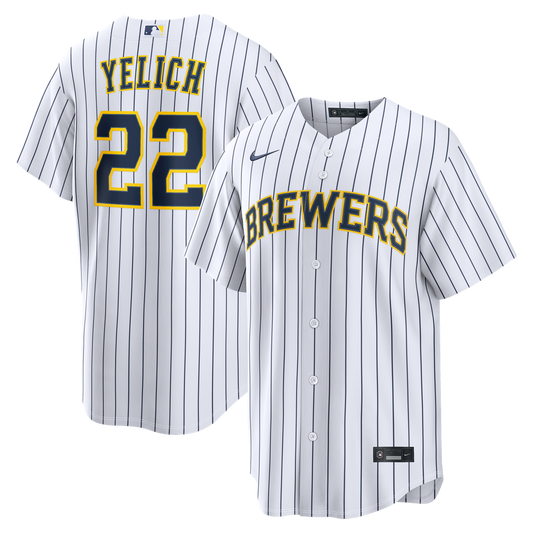 Milwaukee Brewers Christian Yelich Nike Alternate Replica Jersey - White Team Jersey Sports Fan Apparel