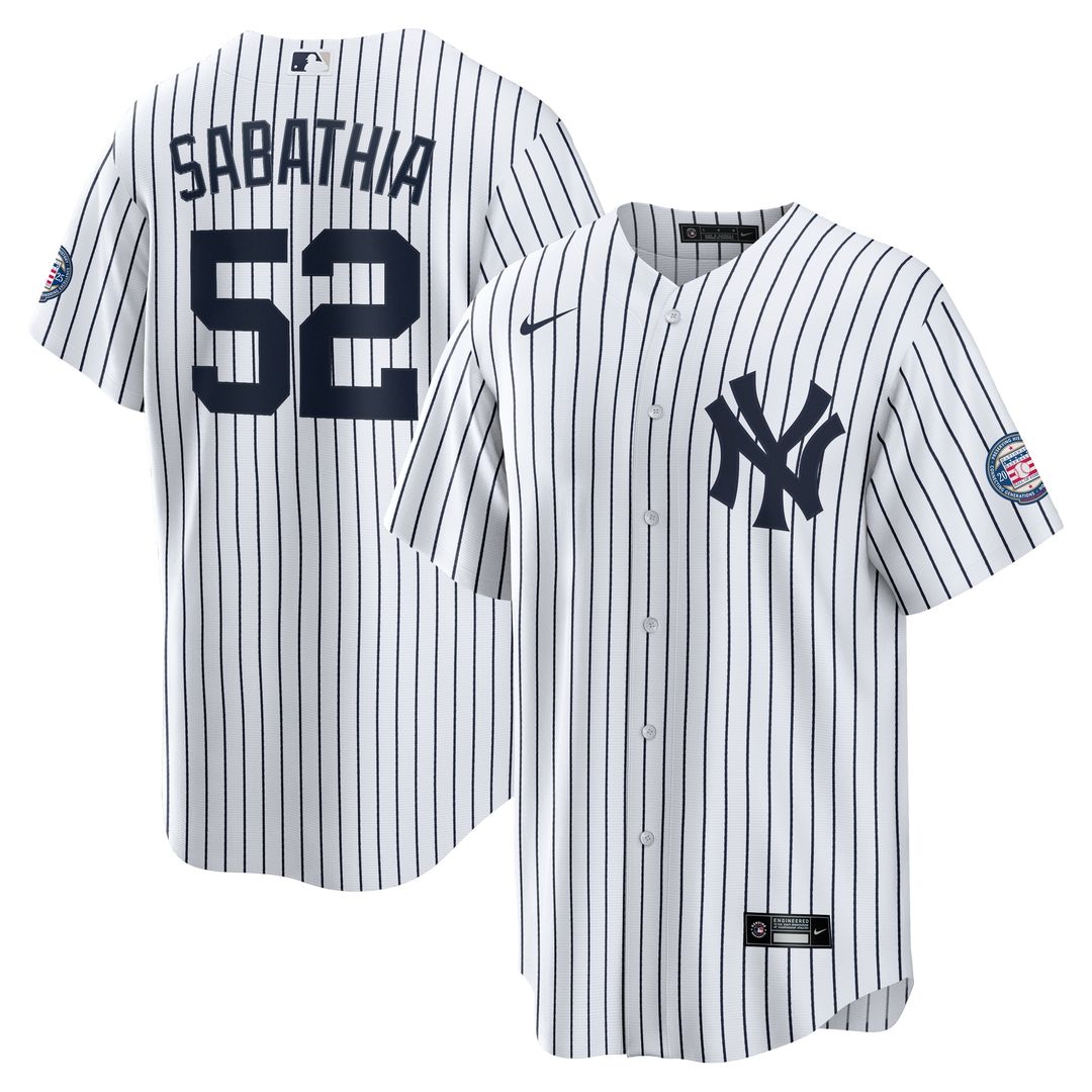 New York Yankees CC Sabathia Nike 2025 Baseball Hall of Fame Name & Number Retired Replica Jersey - White Team Jersey Sports Fan Apparel