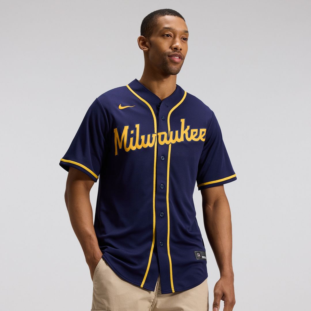 Milwaukee Brewers Nike Alternate Replica Team Jersey - Navy Team Jersey Sports Fan Apparel