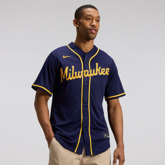Milwaukee Brewers Nike Alternate Replica Team Jersey - Navy Team Jersey Sports Fan Apparel