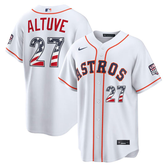 Houston Astros Jose Altuve Nike USA 250 Fourth of July Home Stadium Jersey - White Team Jersey Sports Fan Apparel