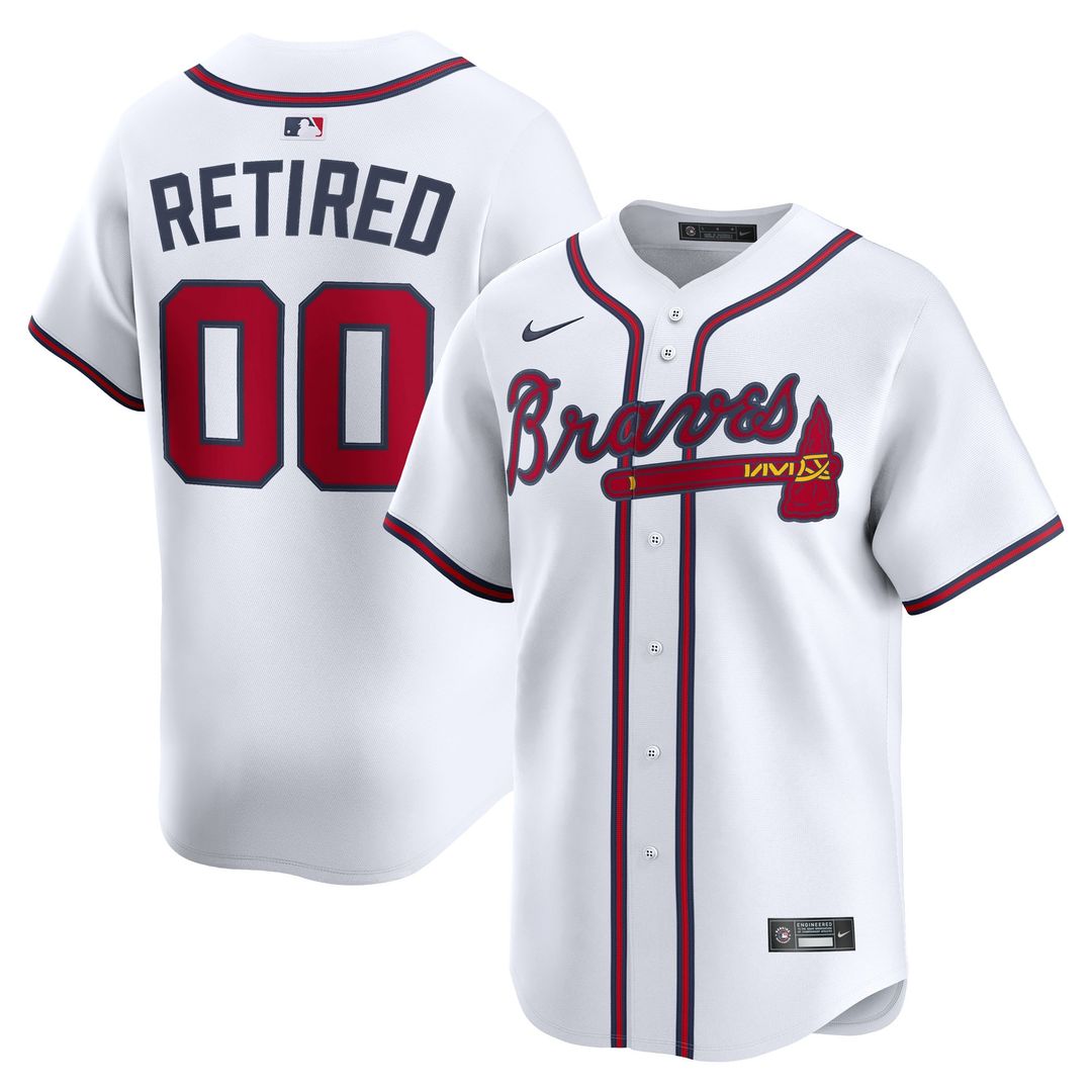 Atlanta Braves Nike Home Limited Pick - A - Player Retired Roster Jersey - White Team Jersey Sports Fan Apparel