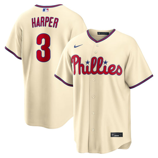 Philadelphia Phillies Bryce Harper Nike Alternate Replica Jersey - Cream Team Jersey Sports Fan Apparel
