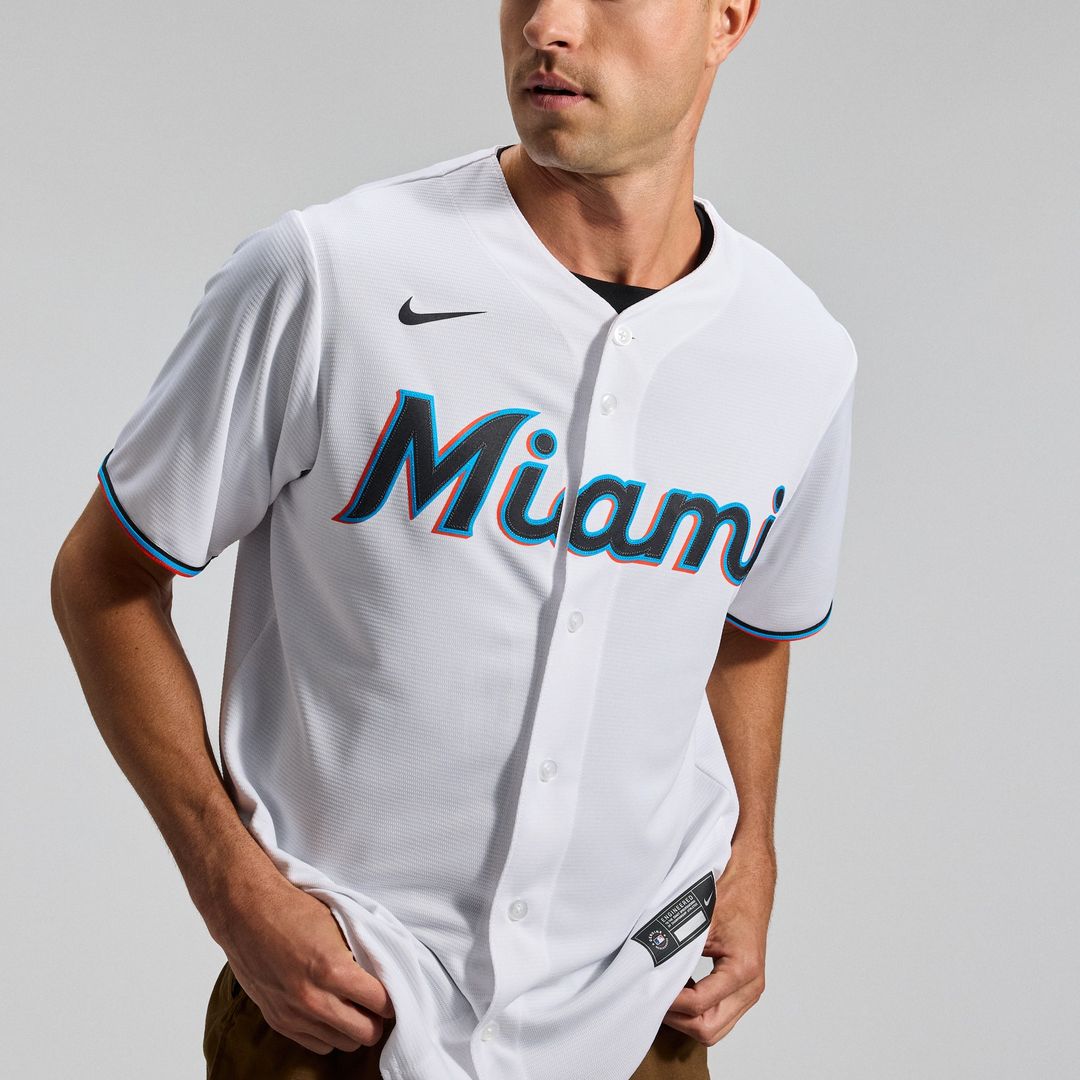 Miami Marlins Nike Home Replica Team Jersey - White Team Jersey Sports Fan Apparel