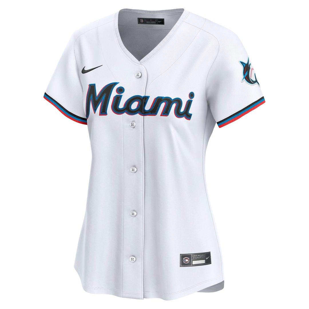 Miami Marlins Nike Women's Home Limited Custom Jersey - White Team Jersey Sports Fan Apparel