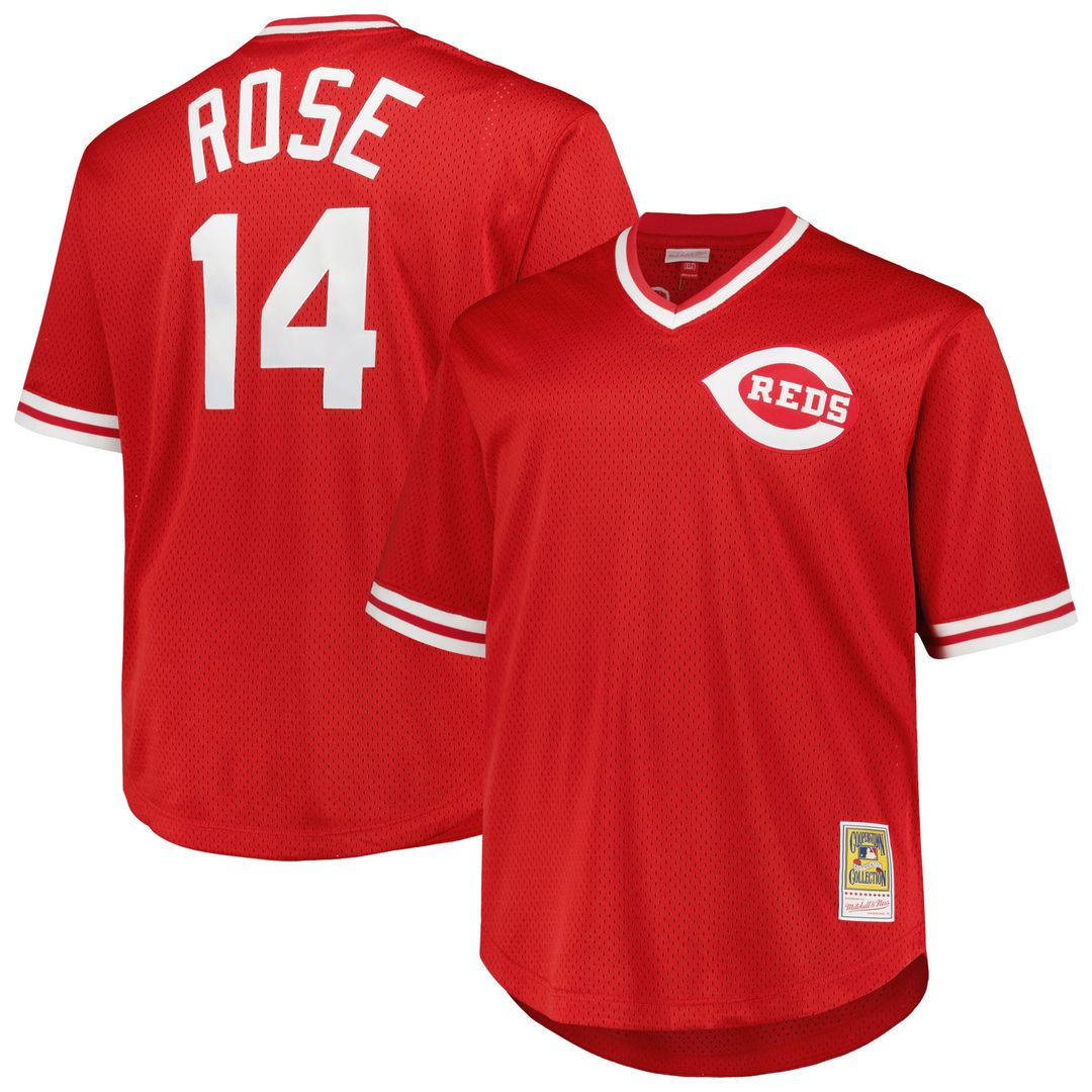 Cincinnati Reds Pete Rose Mitchell & Ness 1984 Cooperstown Mesh Pullover Jersey - Red Team Jersey Sports Fan Apparel