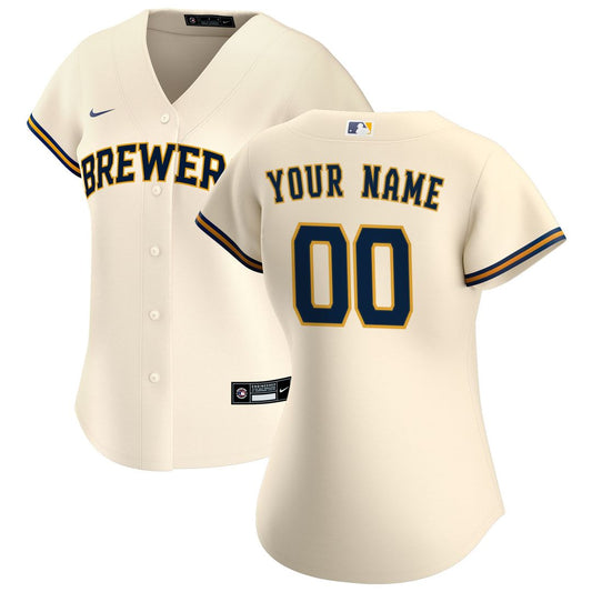 Milwaukee Brewers Nike Women's Home Replica Custom Jersey - Cream Team Jersey Sports Fan Apparel