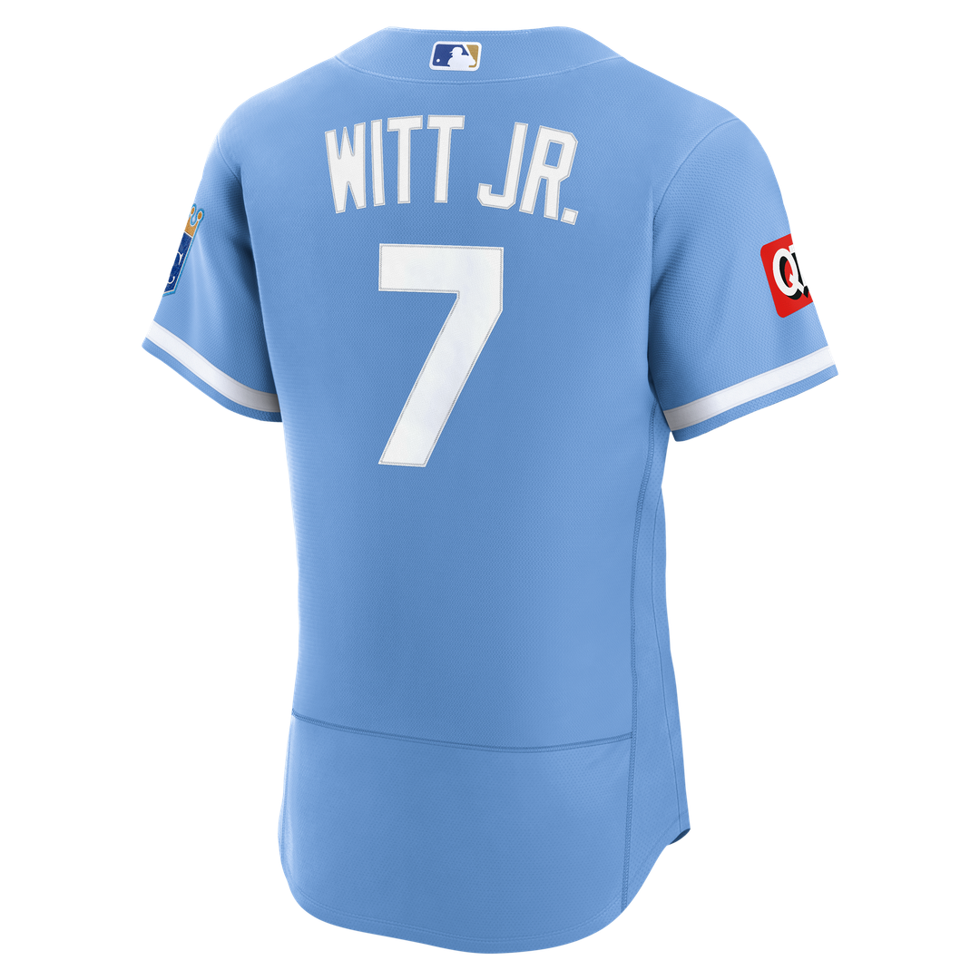 Kansas City Royals Bobby Witt Jr. Nike Alternate Authentic Sponsor Patch Jersey - Light Blue Team Jersey Sports Fan Apparel