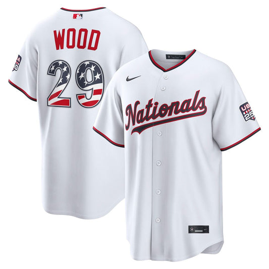 Washington Nationals James Wood Nike USA 250 Fourth of July Home Stadium Jersey - White Team Jersey Sports Fan Apparel