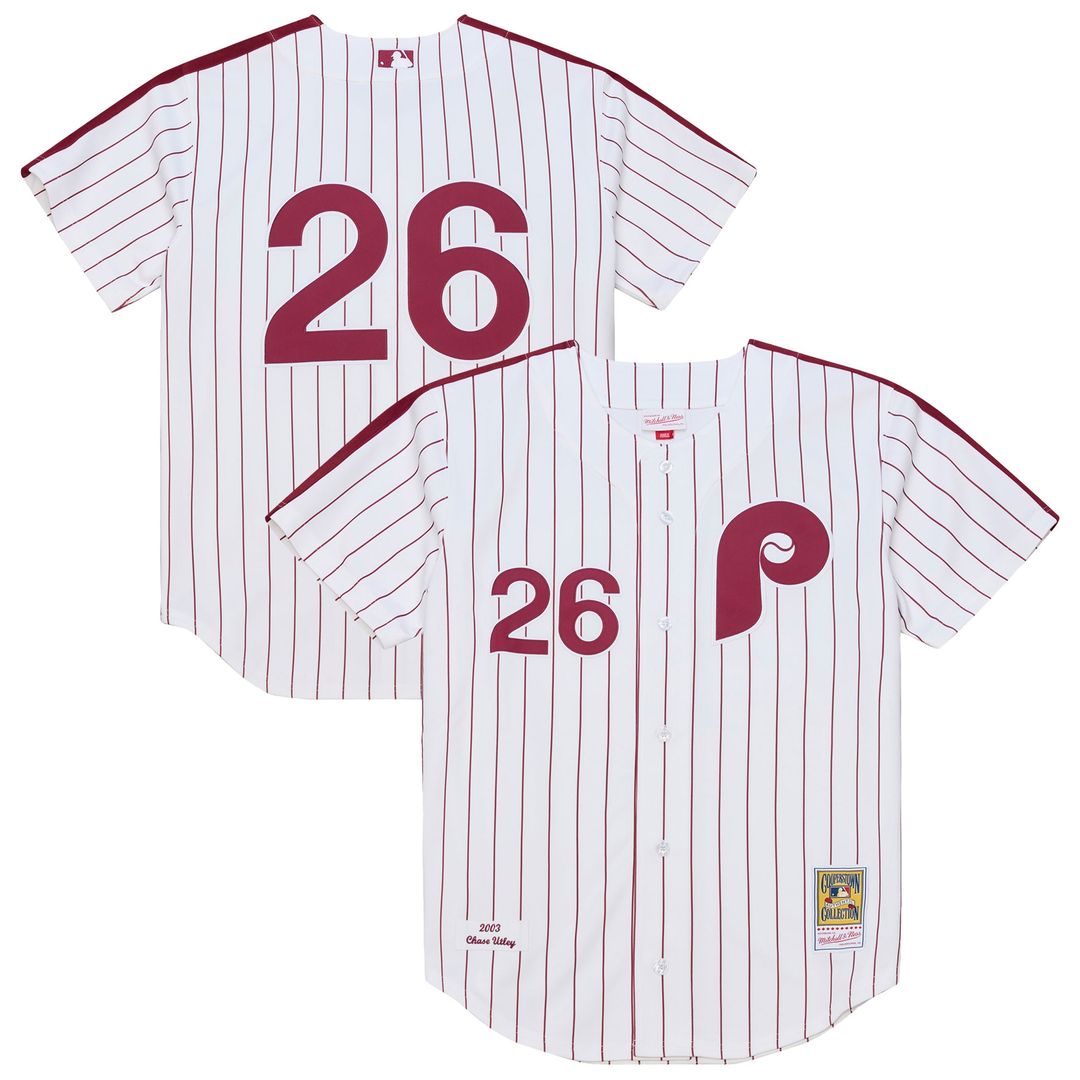 Philadelphia Phillies Chase Utley Mitchell & Ness 2003 Cooperstown Authentic Jersey - White Team Jersey Sports Fan Apparel