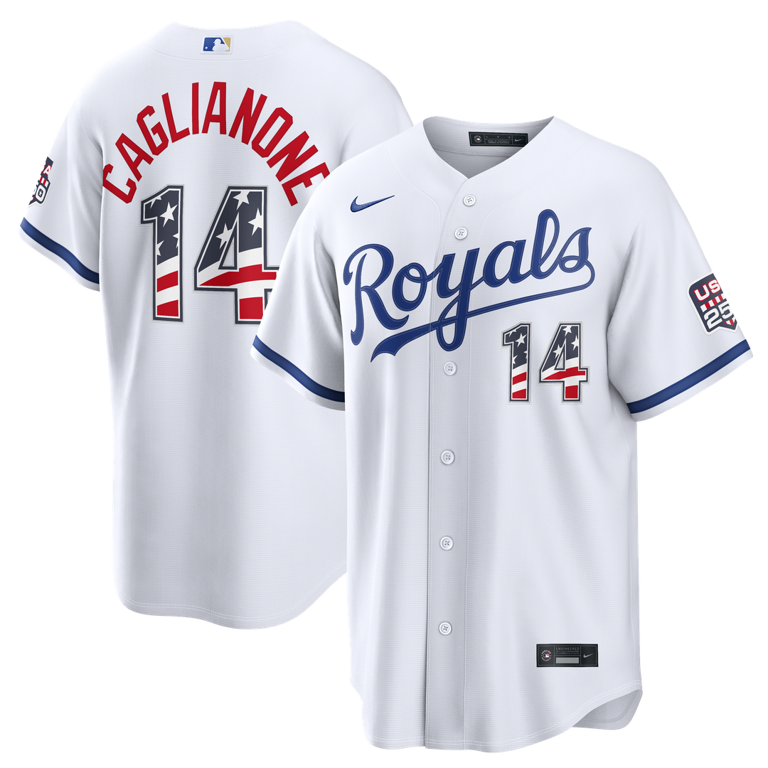 Kansas City Royals Jac Caglianone Nike USA 250 Fourth of July Home Stadium Jersey - White Team Jersey Sports Fan Apparel