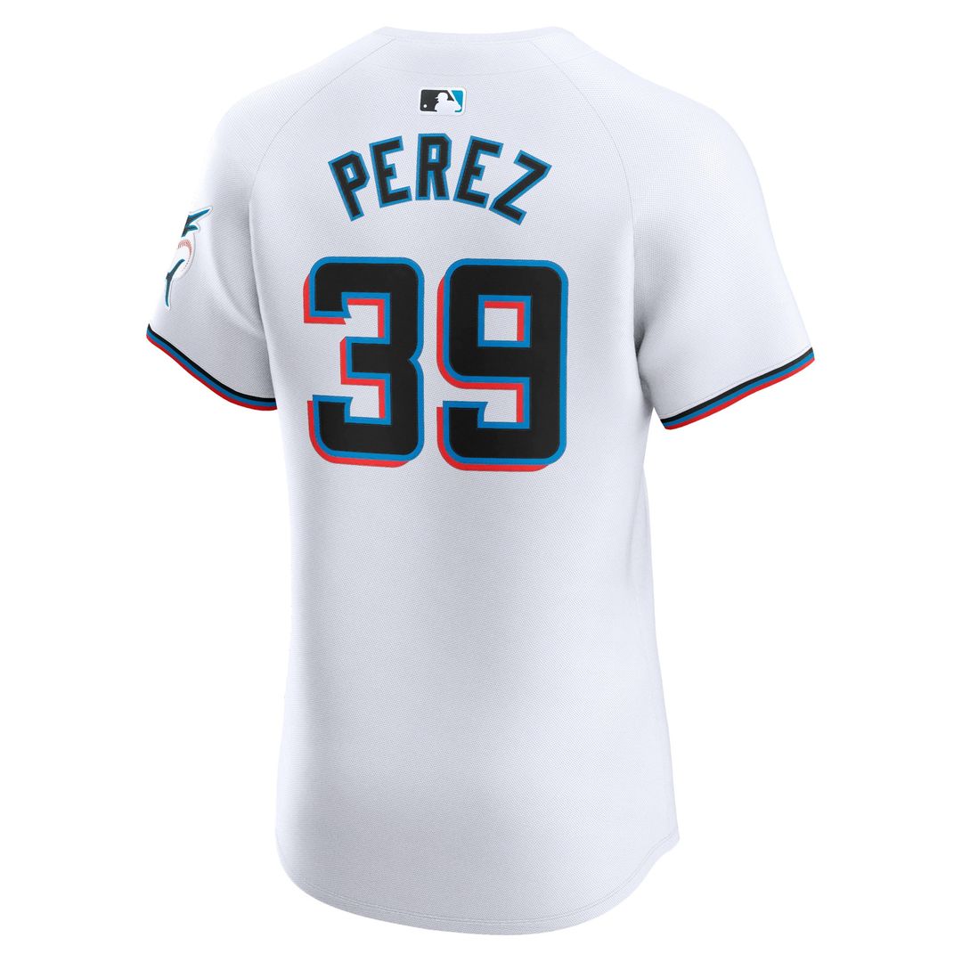 Miami Marlins Eury Perez Nike Home Elite Player Jersey - White Team Jersey Sports Fan Apparel