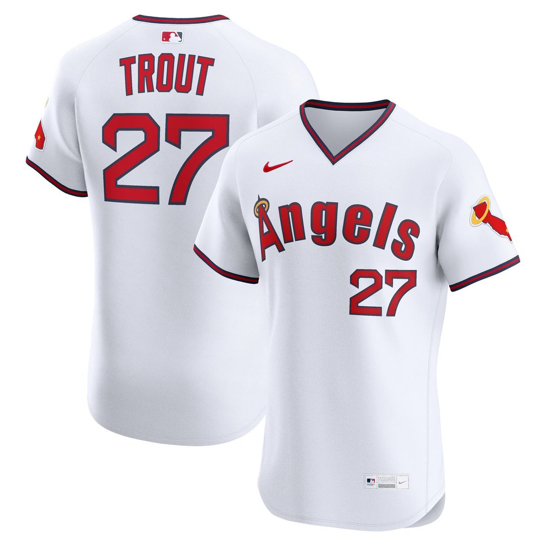 Los Angeles Angels Mike Trout Nike Alternate 2 Elite Jersey - White Team Jersey Sports Fan Apparel