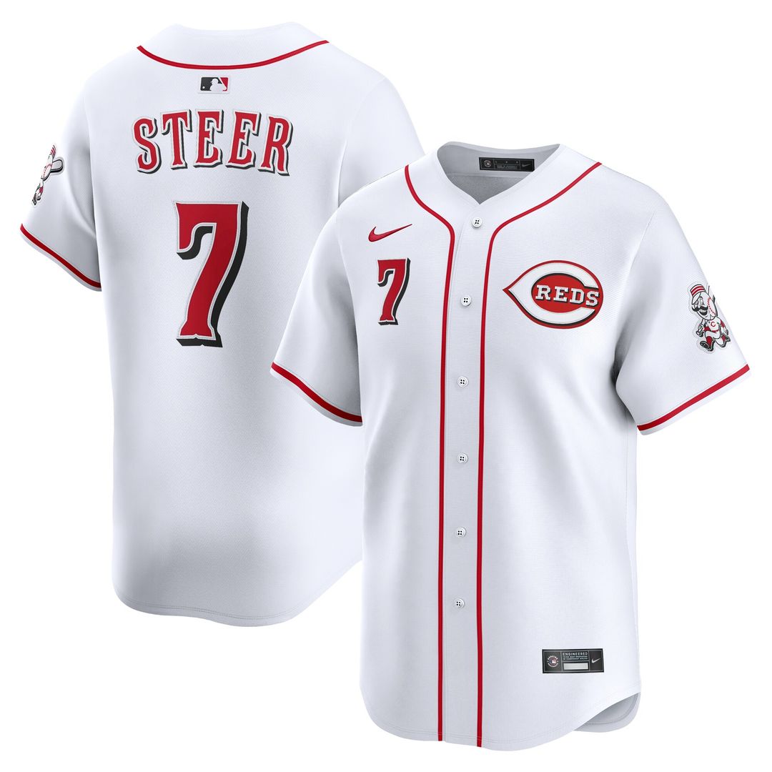 Cincinnati Reds Spencer Steer Nike Home Limited Player Jersey - White Team Jersey Sports Fan Apparel