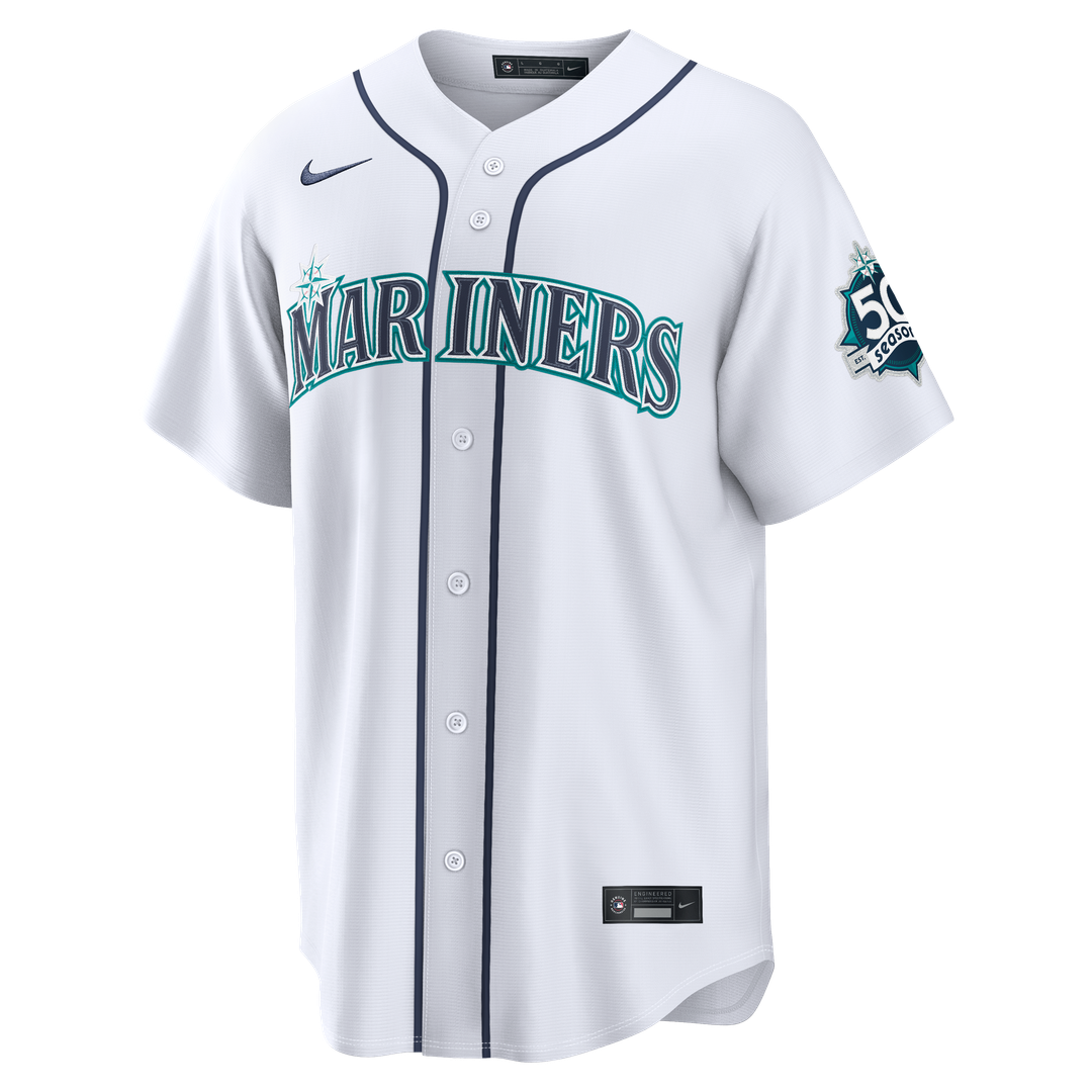 Seattle Mariners Cal Raleigh Nike Home Stadium 50th Season Patch Jersey - White Team Jersey Sports Fan Apparel