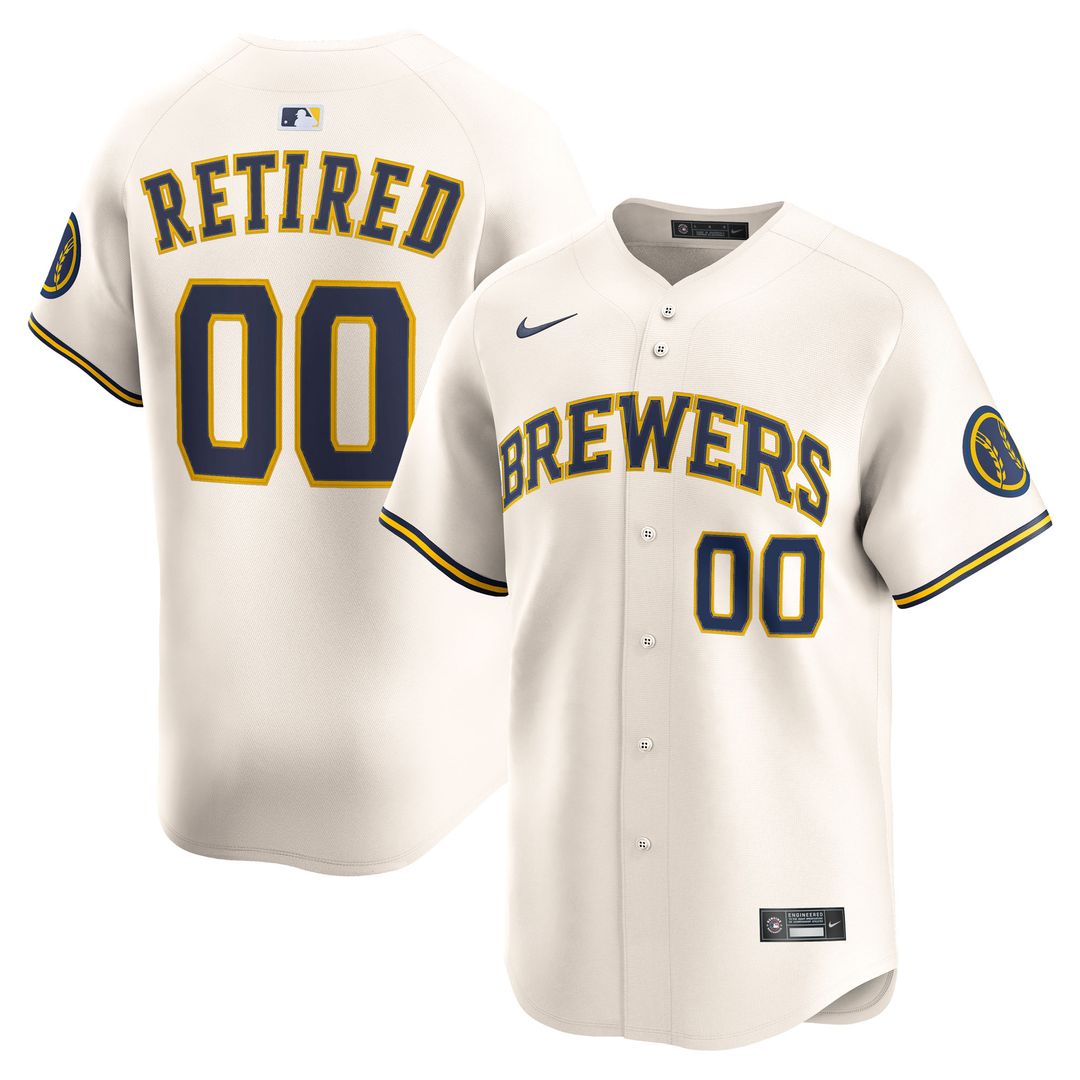 Milwaukee Brewers Nike Home Limited Pick - A - Player Retired Roster Jersey - Cream Team Jersey Sports Fan Apparel