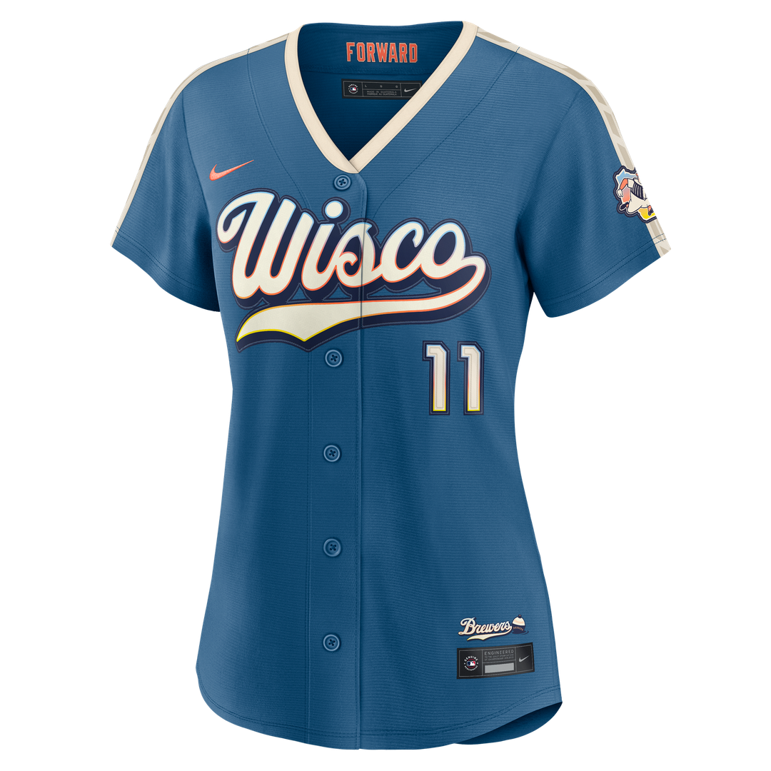 Milwaukee Brewers Jackson Chourio Nike Women's 2026 City Connect Stadium Jersey - Mineral Blue Team Jersey Sports Fan Apparel