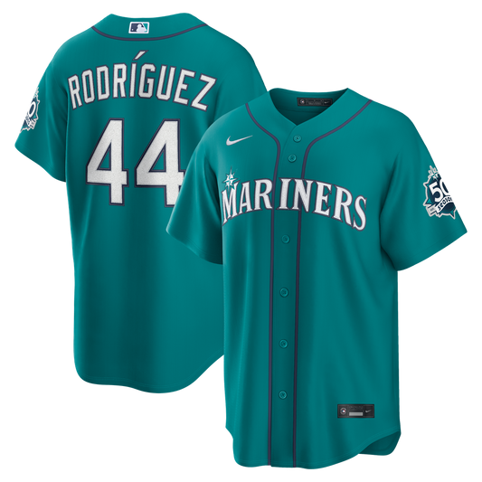 Seattle Mariners Julio Rodríguez Nike Alternate Stadium 50th Season Patch Jersey - Teal Team Jersey Sports Fan Apparel