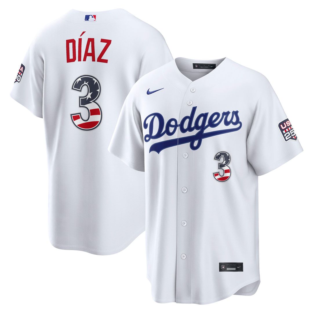 Los Angeles Dodgers Edwin Díaz Nike USA 250 Fourth of July Home Stadium Jersey - White Team Jersey Sports Fan Apparel