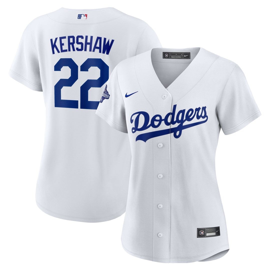 Los Angeles Dodgers Clayton Kershaw Nike Women's Home 2025 World Series Champions Replica Jersey - White Team Jersey Sports Fan Apparel