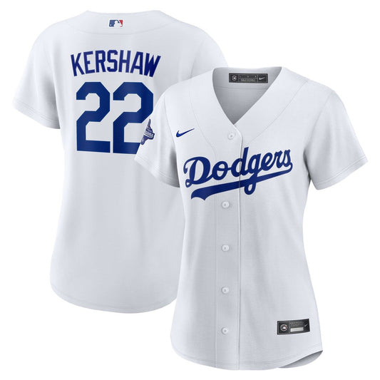 Los Angeles Dodgers Clayton Kershaw Nike Women's Home 2025 World Series Champions Replica Jersey - White Team Jersey Sports Fan Apparel
