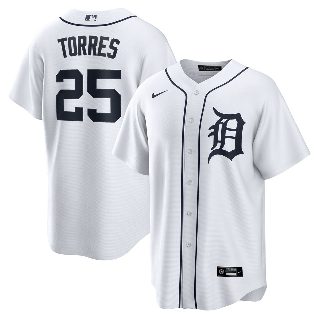 Detroit Tigers Gleyber Torres Nike Home Replica Jersey - White Team Jersey Sports Fan Apparel
