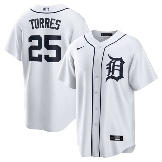 Detroit Tigers Gleyber Torres Nike Home Replica Jersey - White Team Jersey Sports Fan Apparel