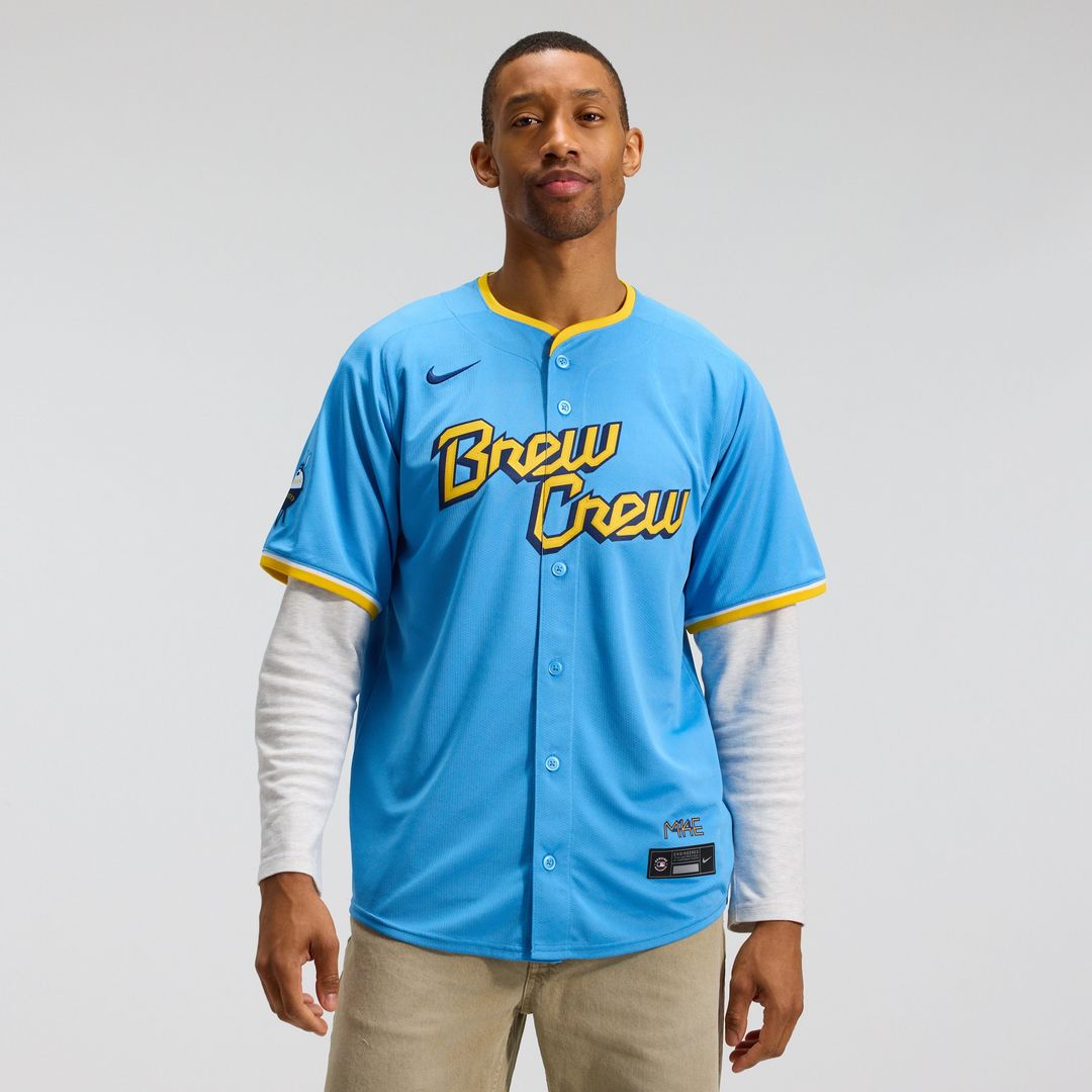 Milwaukee Brewers Nike City Connect Limited Jersey - Light Blue Team Jersey Sports Fan Apparel