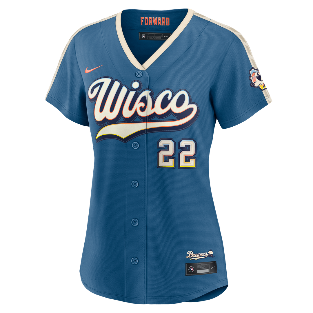Milwaukee Brewers Christian Yelich Nike Women's 2026 City Connect Stadium Jersey - Mineral Blue Team Jersey Sports Fan Apparel