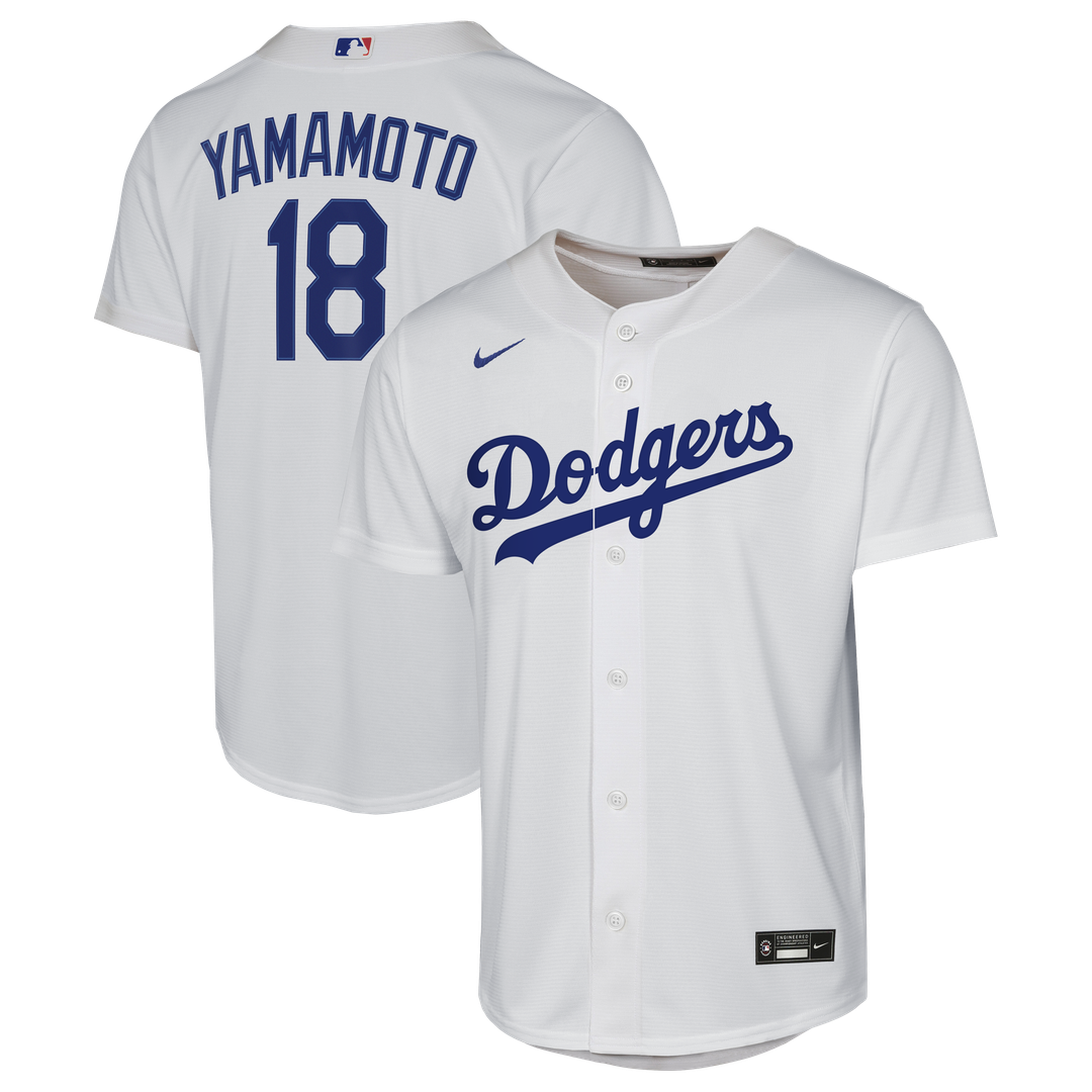 Los Angeles Dodgers Yoshinobu Yamamoto Nike Youth Home Baseline Jersey - White Team Jersey Sports Fan Apparel