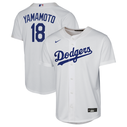 Los Angeles Dodgers Yoshinobu Yamamoto Nike Youth Home Baseline Jersey - White Team Jersey Sports Fan Apparel